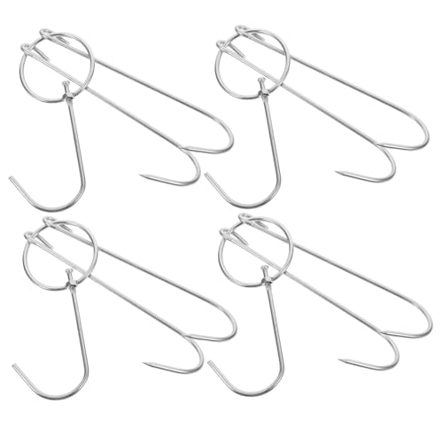 Unomor Versatile Meat Hooks 4pcs Stainless Steel Grill Hooks for Smoking BBQ and Cooking Utensils