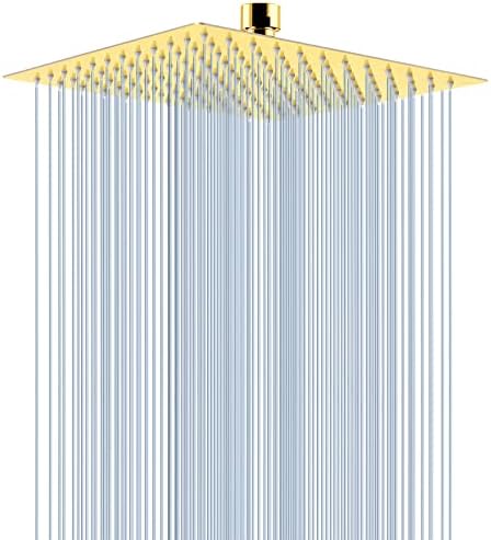 Voolan Rain Shower head, High Pressure Shower Head Made of 304 Stainless Steel, Relaxed Shower Experience Even at Low Water Flow and Pressure (10" Gold)