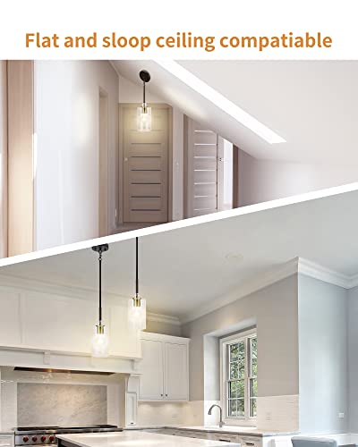 Ul-Listed Glass Pendant Light With E26 Led Bulb, Jackyled Adjustable Height Antique Brass Hanging Light, Modern Gold Pendant Light For Kitchen Island #TOP6