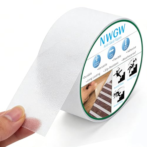 Image of Clear Anti Slip Tape for Stairs & Bathtubs, 2 inch x50FT Non-Skid Transparent Grip Tape - Soft PVC Safety Traction for Bare Feet, Pool Decks, Boats, Shower Floors