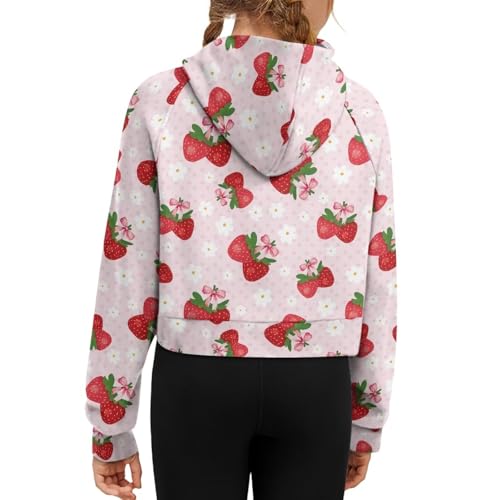 Girls' Hooded Sweatshirts 1/2 Zipper Pullover Crop Tops for Kids Long Sleeve Sweatshirt with Kangaroo Pocket2