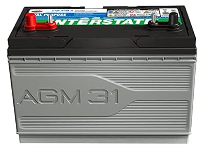 Interstate Batteries Marine/RV Battery 12V 100Ah 825CCA Dual Purpose Power Pure Lead AGM RV & Marine Starting Replacement Battery (Group Size 31M) Boats, RV's (8-31MAGMDC / 31M-AGM-A)