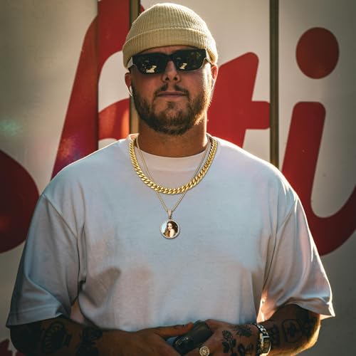 Custom Oversized Large Round Picture Necklace Personalized Photo with Cubic Zirconia - Large Picture Pendant Necklace - Iced Out Necklce for Men3