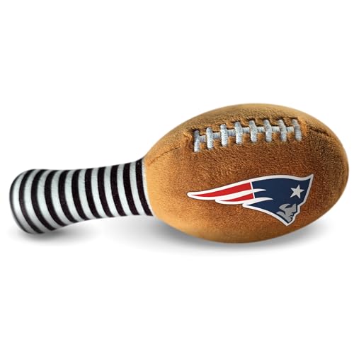 Image of New England Patriots Plush Football Rattle by Smilo - Officially Licensed NFL Baby Rattle Toy - Soft Baby Rattle with Bell - for Babies and Toddlers from 3 Months