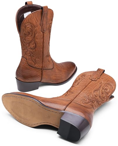 Image of Jousen Cowboy Boots for Men Round Toe Side Zipper