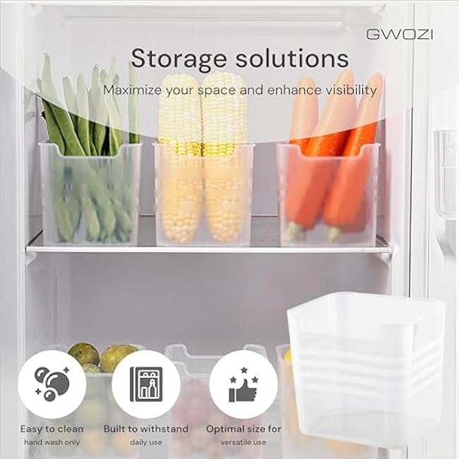 Refrigerator Organizer Bins - Fridge Organizers and Storage Clear - Plastic Storage Bins for Food & Drink - Fruit Storage Containers for Fridge - Kitchen/Pantry Organization and Storage, 6 Pcs