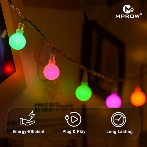 Image of MPROW Multi-Color LED Berry Ball String Lights for Decoration (Set of 1) - Water Resistant Decorative Fairy Lights for Diwali, Christmas, Wedding & Home Decor - Festive Ambiance Smart Lighting