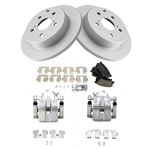 Image of TRQ Rear Brake Pad and Rotor Set Ceramic G Coated Rotors Calipers