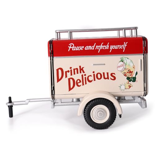 Trailer de viaje crema con techo rojo Coca-Cola 1:24 miniatura 6
