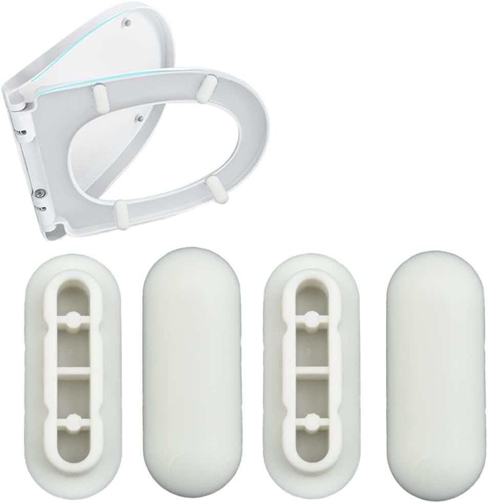 Toilet WC Seat Buffer Set Toilet Seat Bumper Noise Dampening Bumpers Gasket Toilet Seat Buffer Set Universal Toilet Bumper Replacement Cushioning Pads (White)
