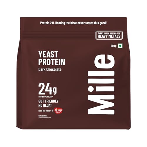 Image of Mille Dark Chocolate Yeast Protein Powder (NEW LAUNCH) | 24g Protein /Scoop | NO BLOAT | NO Added Sugar | Fermented Yeast Protein Powder | Vegan | Has All 9 Essential Amino Acids | No Adulteration | 500g