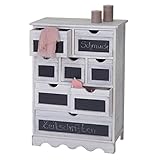  Mendler Cómoda Ermelo, Armario con cajones con tabla, estilo Shabby, Vintage 87x60x30cm - Blanco