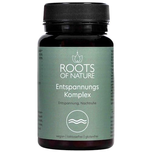 ROOTS OF NATURE Entspannungskomplex – 60 vegane Kapseln – Mit Baldrian, Melisse, Lavendel, Hopfen & Passionsblume