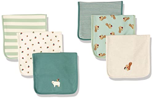 Amazon Essentials Baby Burp Cloth Set Paños para eructos, 6-Pack Ivory Forest Friends, Talla única, Pack de 6