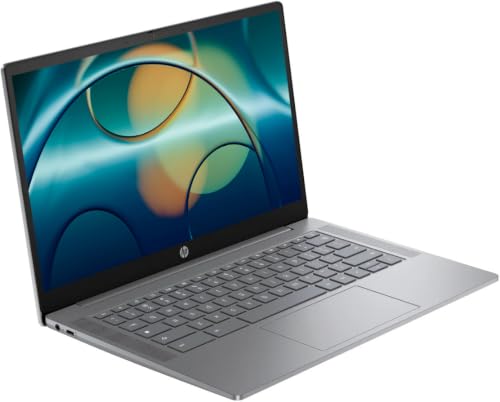 Image of HP 2026 Lightweight Portable Chromebook Plus, 14' FHD IPS Touchscreen Display, Intel i3 Processor Up to 3.80GHz, 8GB DDR5, 256GB SSD Storage, Ultra-Fast 6th Gen WiFi, Chrome OS, Pastel Gray, Renewed