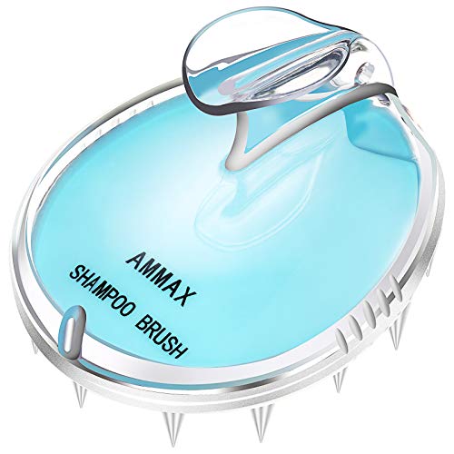 Hair Scalp Massager Shampoo Brush, AMMAX Scalp Care Brush with Soft Silicon Brush Head Handheld for Deep Cleaning, Hair Growth
