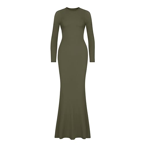 Snapklik.com : Womens Sexy Casual Crew Neck Lounge Slimming Long Dress Elegant Wedding Guest Long Sleeve Ribbed Bodycon Maxi Dresses Olive Green Medium Snapklik.com : Womens Sexy Casual Crew Neck Lounge Slimming Long Dress Elegant Wedding Guest Long Sleeve Ribbed Bodycon Maxi Dresses Olive Green Medium