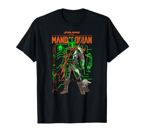 Star Wars The Mandalorian t-shirt noir imprimé geek sci-fi
