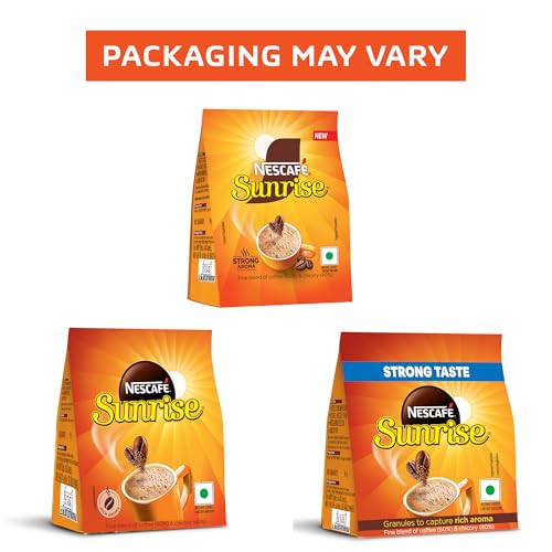 Image of Sunrise Instant Coffee Powder Bag by Nescafe | Rich Aroma for the perfect start to your day | Coffee Chicory-Mix | 90 grams stabilo