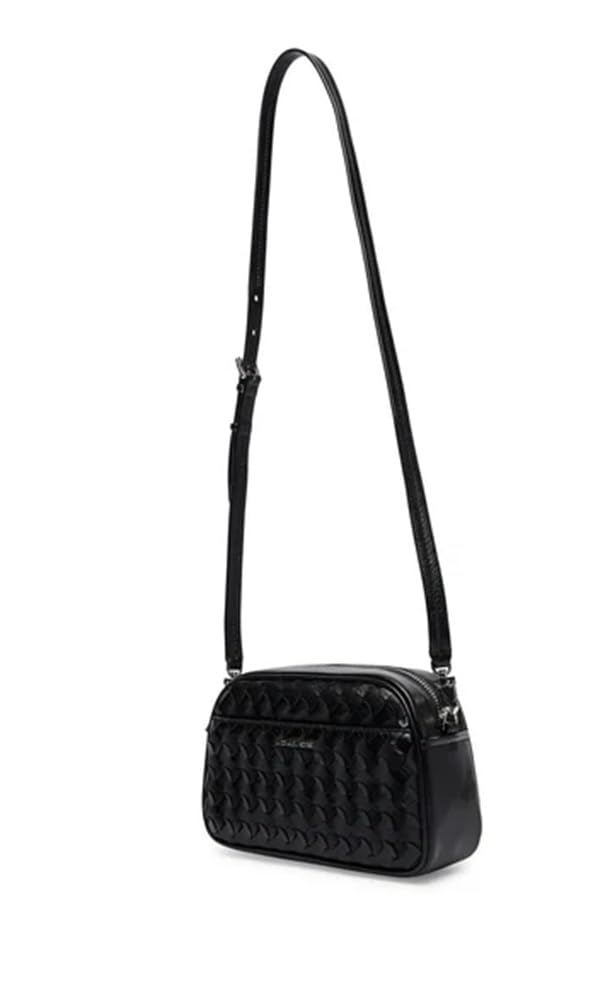 Michael Kors Bolso pequeño de piel para cámara Jet Set con correa para el hombro con estampado de corazones
