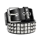 JOLYEAK Rock Rivet Belts Goth Belt with Pyramid Studs Punk Studded Belt for Women Men (Fit Pant under 33.5')