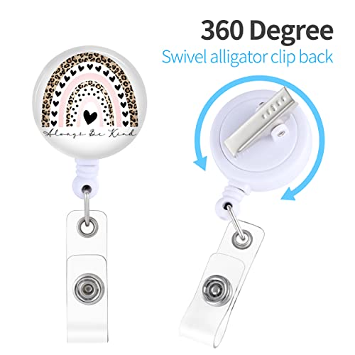 Badge Reels Holder Retractable With Id Clip For Nurse Name Tag Card Boho Leopard Rainbow Nursing Doctor Teacher Student Always Be Kind Medical Work Office Alligator Clip Zjk457 #TOP1