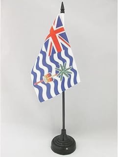 British Indian Ocean Territory Table Flag 4'' x 6'' - british Desk Flag 15 x 10 cm - Black plastic stick and base - AZ FLAG