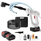 Akku Hochdruckreiniger,48V,Max.40Bar,4L/Min,Mobiler Hochdruckreiniger mit 2 x Wiederaufladbarem Akkus,6-in-1-Düse,5M Schlauch und Schaumsprüher,Cordless Pressure Washer für Autos,Zäunen,Böden