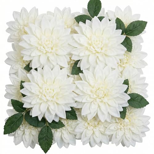 Norme 24 Pcs Large Artificial Dahlia Flowers 5.12'' Real Looking