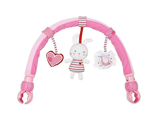 Marbeine Arche Universelle D'éveil de Jeux Bébé Barre Poussette,Arche d'Activités Clip Lit de Berceau Landau à Suspendre Animal (Lapin)