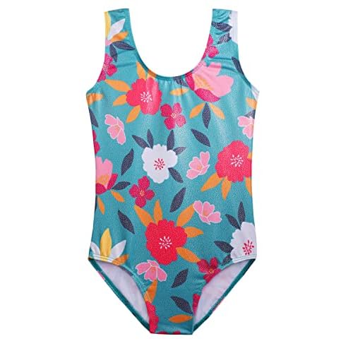 HOZIY Gymnastics Leotards for Girls Toddlers Kids Sleeveless Tumbling Outfits for Dance Print 2-3T A Sleeveless Green Flower