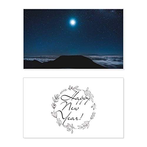 Tarjeta de Año Nuevo con luna y cielo nocturno para enviar tus mejores deseos