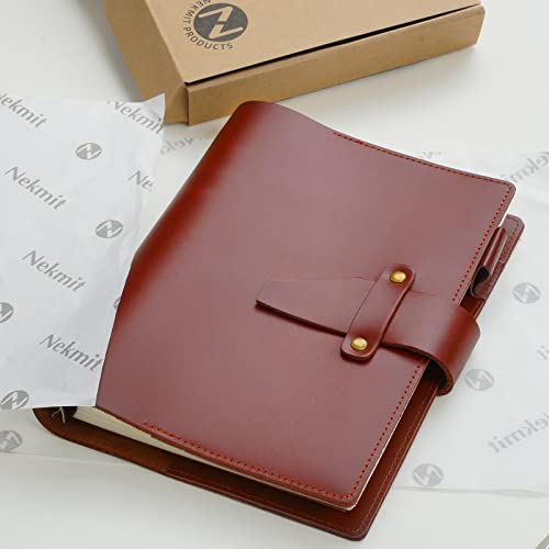 Nekmit Leather Planner 2023-2024, Monthly Weekly Planner, A5 Refillable 6 Ring Binder, Genuine Leather Cover With Inner Pockets And Pen Holder, Brown #TOP4