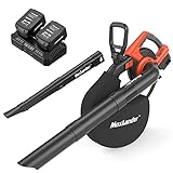 MAXLANDER 2 in 1 Cordless Leaf Blower & Vacuum with Bag, 40V 170MPH 330CFM Electric Handheld Blower with 2 x 4.0Ah Battery & Charger, 12 Amp, 45L Storage Bag, Low Noise