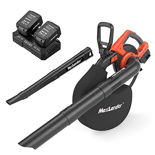MAXLANDER 2 in 1 Cordless Leaf Blower & Vacuum with Bag, 40V 170MPH 330CFM Electric Handheld Blower with 2 x 4.0Ah Battery & Charger, 12 Amp, 45L Storage Bag, Low Noise