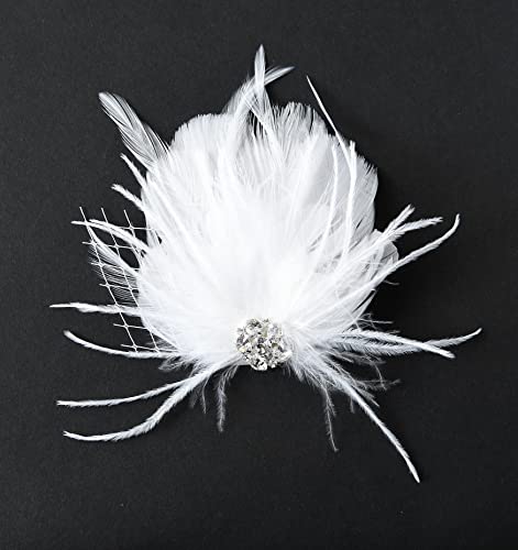 Gionforsy 1920S Flapper Gatsby Headband 20S Feather Headpiece Accessories Fascinator Veil Lace Gloves Pearl Necklace #TOP2