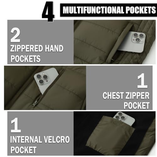 Image of Msmsse Men's Outerwear Vests Winter Quilted Padded Vest Gilet Stand Collar Warm Puffer Vest