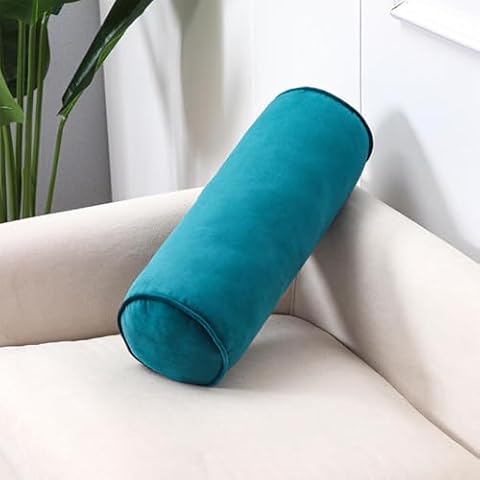 UKadou Cylinder Pillow Decorative Bolster Throw Pillow for Couch & Bed Cervical Neck Pillow for Neck Pain Relief 19.7 * 6.7in Cylinder Tube Round Pillow for Home Office Car Ornaments (Blue) Cover