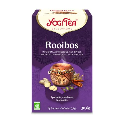 YOGI TEA – Rooibos Bio – Infusion Épicée Bio Naturellement Sans Caféine – Mélange de Rooibos, Cannelle & Clous de Girofle – 17 Sachets