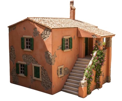 Tims Plum Kit de construction de résidence de village italien – 28 mm bâtiment historique terrain en PLA, maison d'appartement impression 3D avec auvent pour Bolt Action, WW2 & RPG