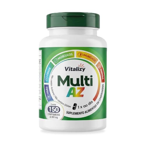 Multivitamínico Adulto 150 Comprimidos Polivitamínico Completo Vitaminas e Minerais de A a Z 800mg Zero Áçucar e Sem Glúten Vitalizy