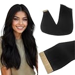 DOORES Human Hair Extensions, Jet Black 20 Inch 50g 20pcs, Seamless Tape in Hair Extensions Remy Straight for Women