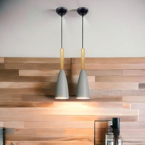 Image of GreyWings Modern Cone Grey Aluminium Hanging Pendant Light Cord, Antique Decor,Bulb not Included, Pack of 4