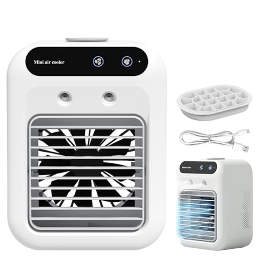 Glacier Breeze AC, Glacier Breeze Fan, Portable Air Conditioner Fan with 500ml Water Tank, 4-IN-1 Evaporative Air Cooler, Ultra-Quiet 3Speeds, Stay Cool for 10 Hours, for Room Office Camping Car