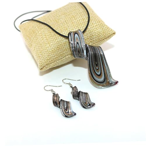 Collar de Plata para Mujer Negro antioxidante con pendientes ligeros de joyería fina 2
