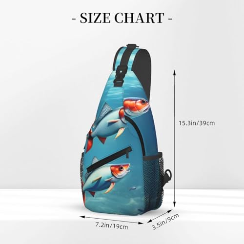 Mochila de hombro MYPIKY con estampado pez volador oceánico miniatura 3