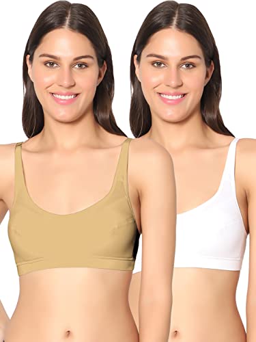 Image of Dazzle Womens Lightly Padded Minimizer Bra | Non-Wired, Moderate Coverage, Stretch Cotton, Hand Washable, Regular Wear (DB540,Pack of 2) Nude White