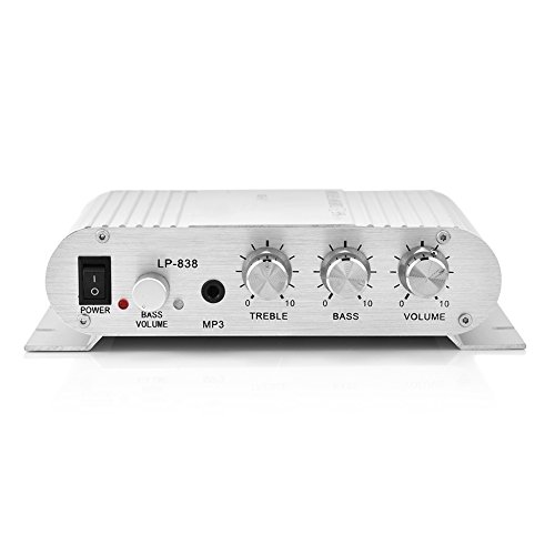 Amplifier Car Audio, Bass Amplifier, Stereo Amplifier, Mini HiFi 2.1 Stereo Bass Auto Car Home Audio Power Amplifier Digital Amp (Silver)