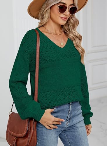 Image of JOCAFIYE Womens Sweaters Casual Long Sleeve V Neck Pullover Sweater Tops
