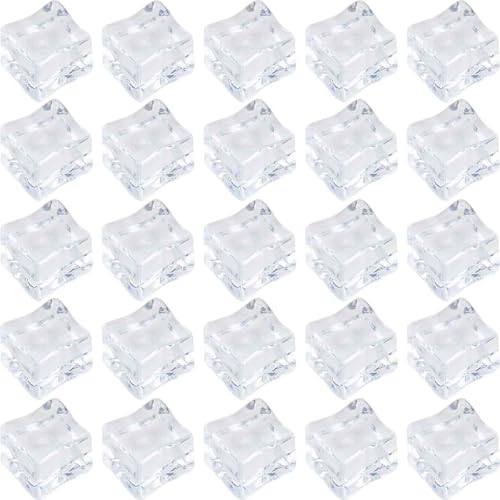 25 cubos de hielo acrílicos transparentes cuadrados miniatura 1